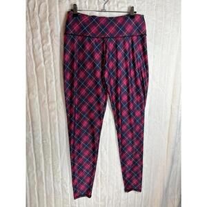 Tie Back Keyhole Rounched Bottom pink plaid leggings workout yoga Women’s 0XL